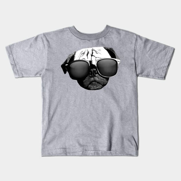 Pug Face in Sunglasses by AiReal Apparel Kids T-Shirt by airealapparel